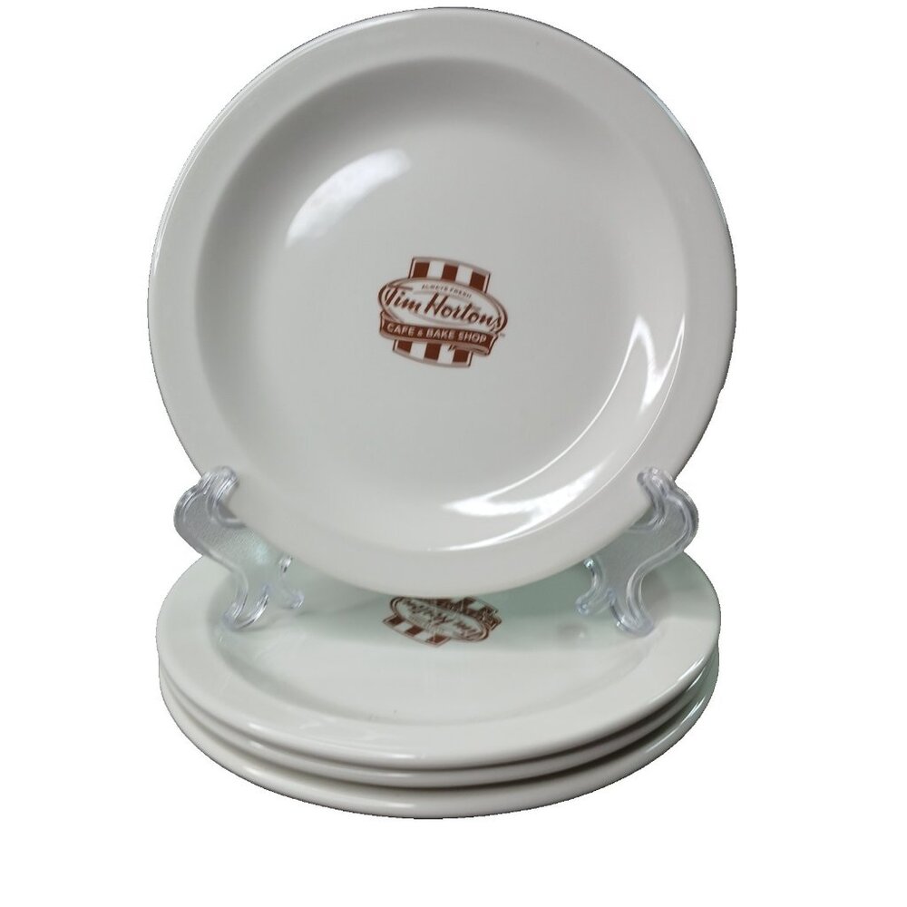 4 Tim Hortons Steelite England Employee Ceramic Restaurant Lunch Donut Plate #2